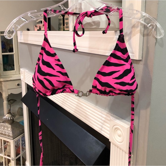 Wet Seal Other - Vintage Y2K Wet Seal Neon Hot Pink Zebra Animal Print Bikini Bathing Suit Top